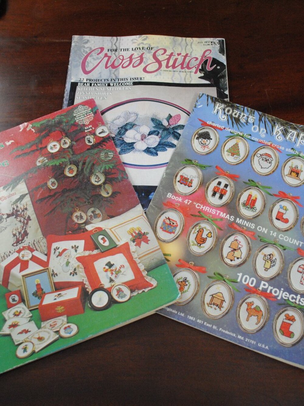 Set of 3 Vintage 1970s-90s Cross Stitch Pattern Booklets Christmas